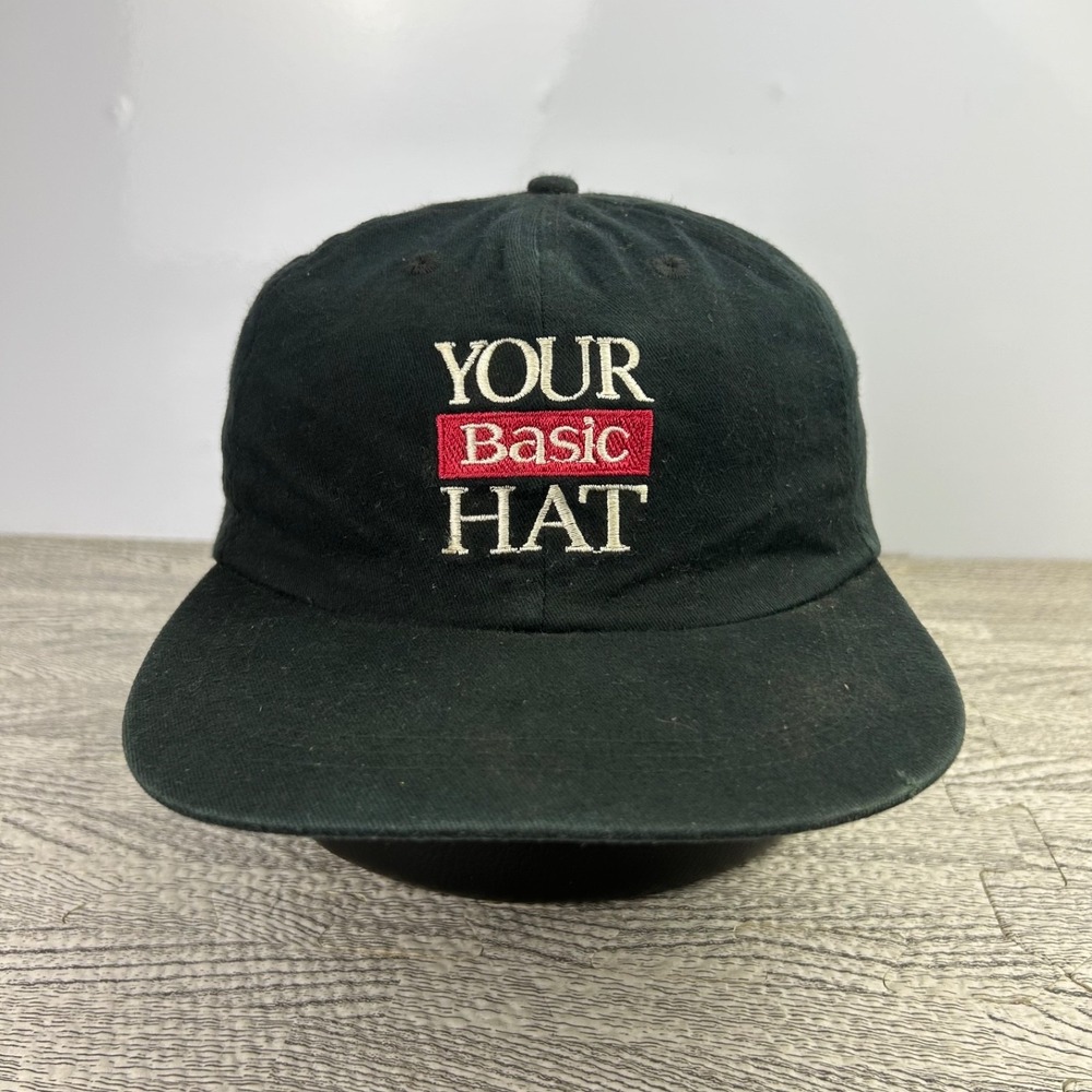 Vintage 90s Your‎ Basic Hat Cap Snap Back Adjustable Black Funny Parody Adult
